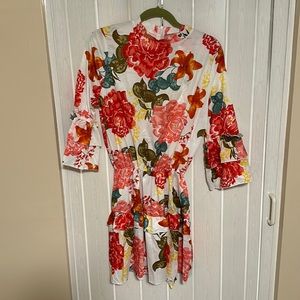 Floral long sleeve mini dress
